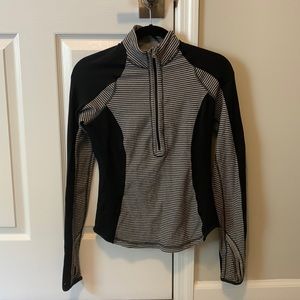 Lululemon black and white striped quarter zip